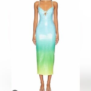 Runaway the label Benito midi dress in blue ombre